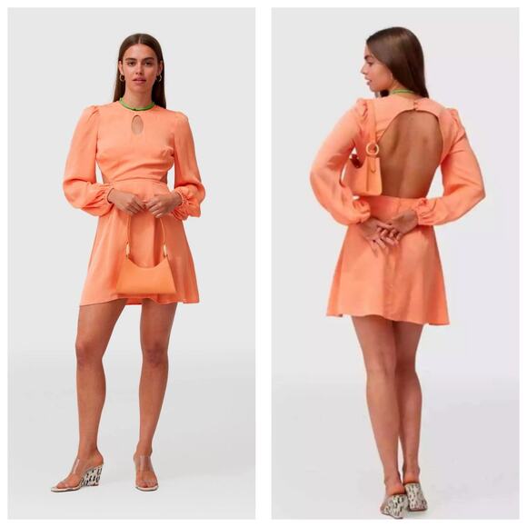 The Wolf Gang Levisa Key Hole Mini Dress Size Small Orange Coral Cocktail Fairy - Picture 1 of 13